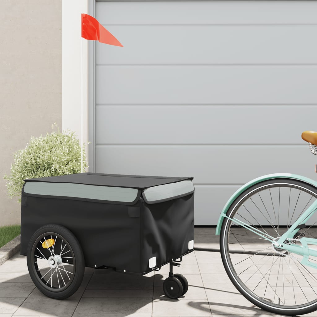 vidaXL Bike Trailer Kids Bicycle Cargo Trailer Cart Wagon with Tow Bar Iron-9