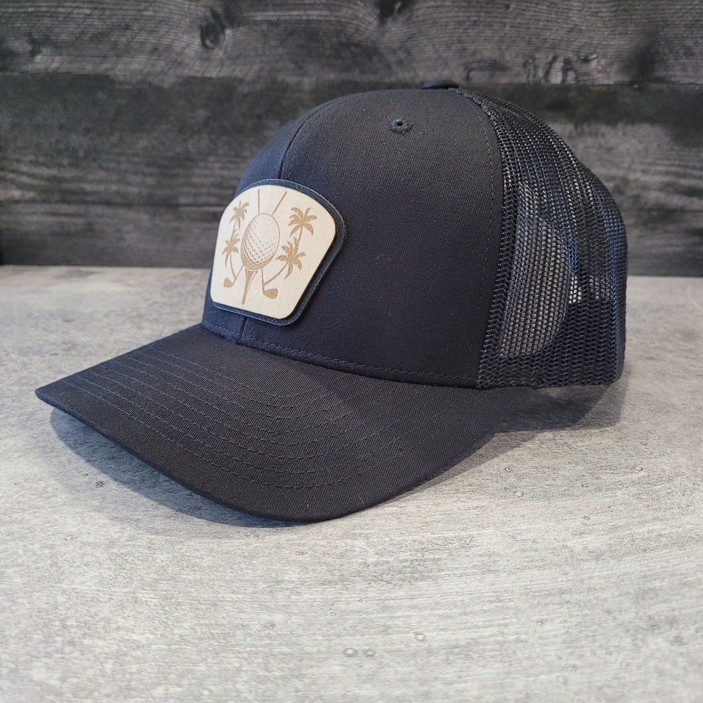 Tee Time Golf Wooden Patch Hat-1