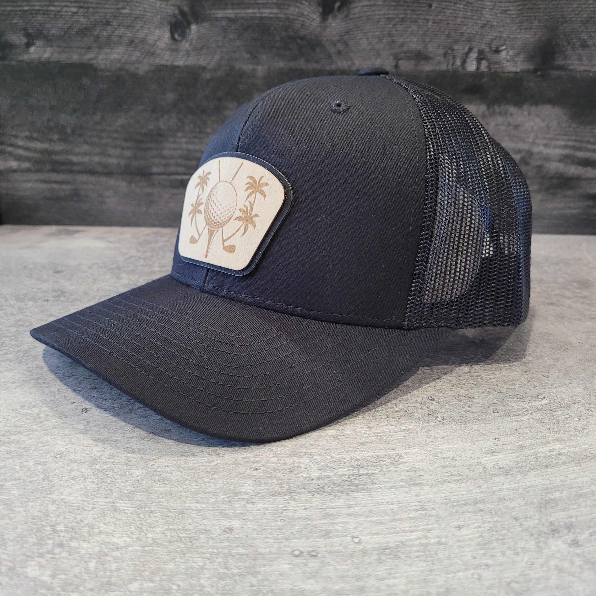 Tee Time Golf Wooden Patch Hat-1