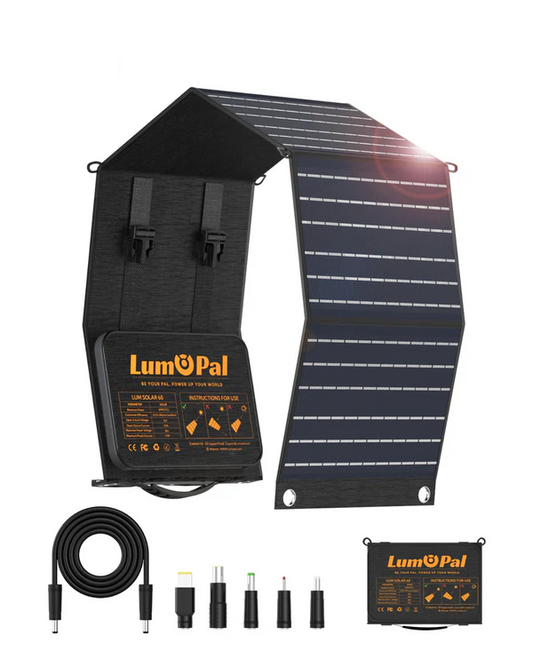 LUMOPAL 60W Foldable Portable Waterproof Solar Panel, Black-0