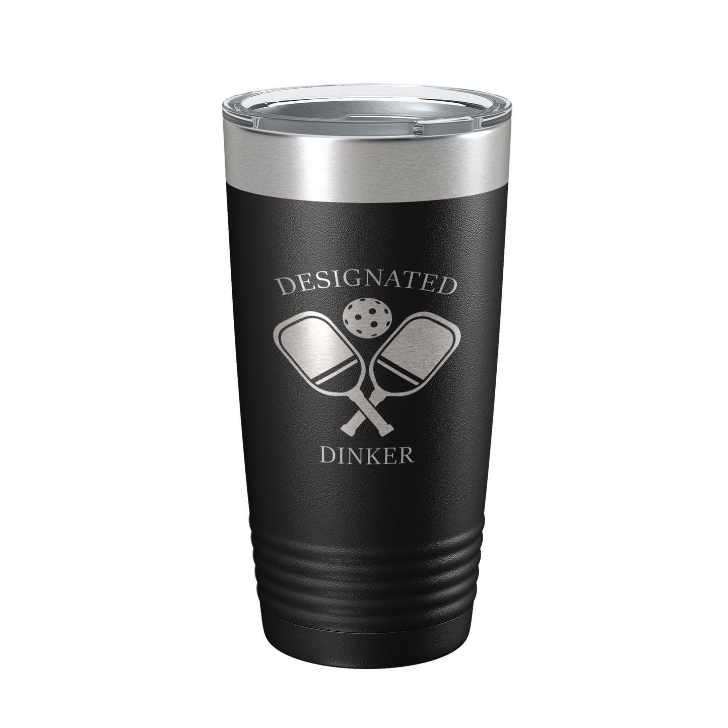 Pickleball Tumbler Designated Dinker Travel Mug Funny Pickle Ball Insulated Laser Engraved Coffee Cup Gift 20 oz-0