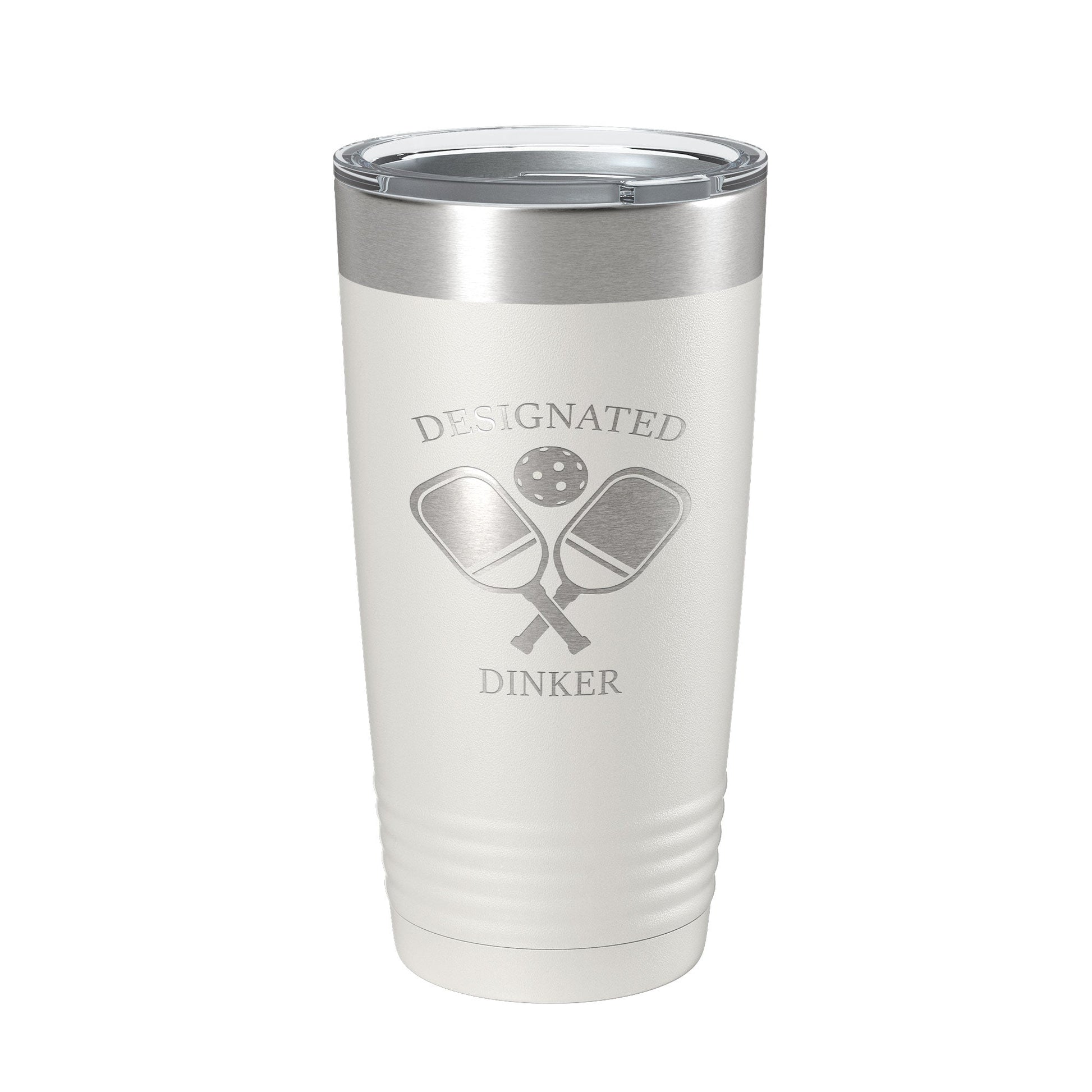 Pickleball Tumbler Designated Dinker Travel Mug Funny Pickle Ball Insulated Laser Engraved Coffee Cup Gift 20 oz-1