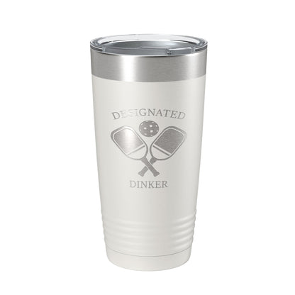 Pickleball Tumbler Designated Dinker Travel Mug Funny Pickle Ball Insulated Laser Engraved Coffee Cup Gift 20 oz-1