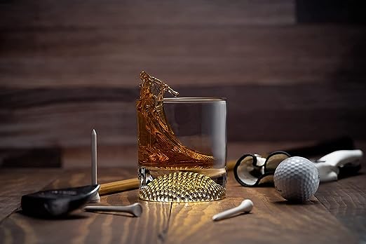 The Wine Savant Golf Ball Whiskey Glasses Set of 2-8oz Golf Gifts - Unique Whiskey Golf Glasses Set - Golf Gifts For Men & Women - Gifts for Golfers Golf Accessories Golf Ball Glasses (2 pack)-2