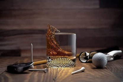 The Wine Savant Golf Ball Whiskey Glasses Set of 2-8oz Golf Gifts - Unique Whiskey Golf Glasses Set - Golf Gifts For Men & Women - Gifts for Golfers Golf Accessories Golf Ball Glasses (2 pack)-2