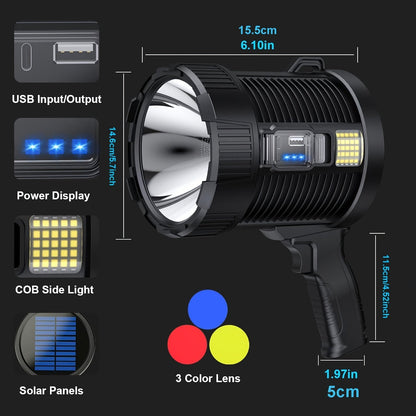 Solar Rechargeable LED Spotlight 800 Lumens 6 Modes-2