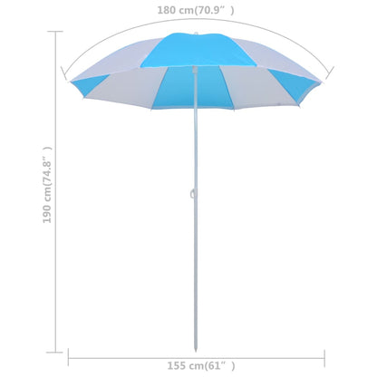 vidaXL Beach Umbrella Shelter Blue and White 70.9" Fabric-4