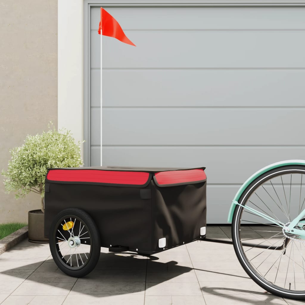 vidaXL Bike Trailer Kids Bicycle Cargo Trailer Cart Wagon with Tow Bar Iron-12
