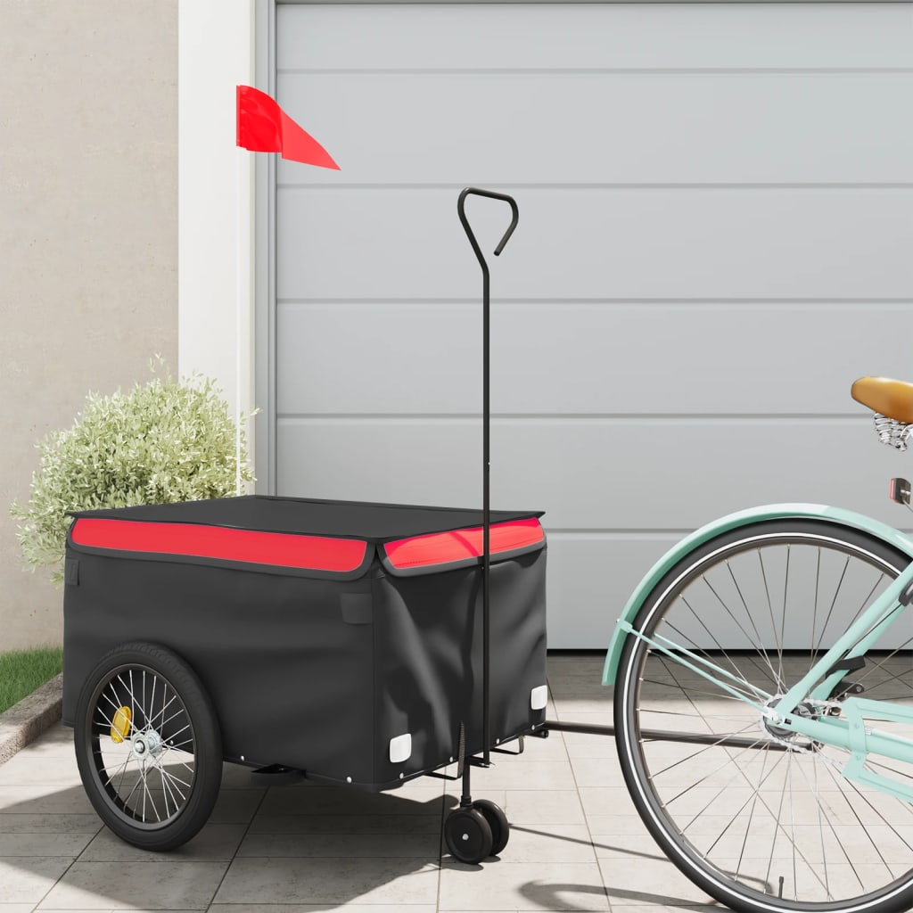 vidaXL Bike Trailer Kids Bicycle Cargo Trailer Cart Wagon with Tow Bar Iron-7