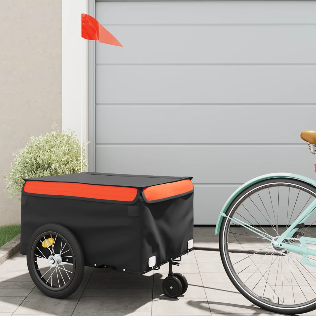 vidaXL Bike Trailer Kids Bicycle Cargo Trailer Cart Wagon with Tow Bar Iron-10