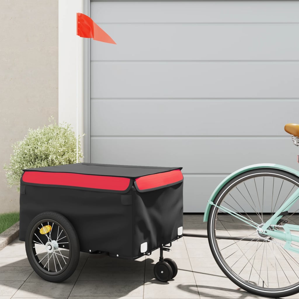 vidaXL Bike Trailer Kids Bicycle Cargo Trailer Cart Wagon with Tow Bar Iron-11