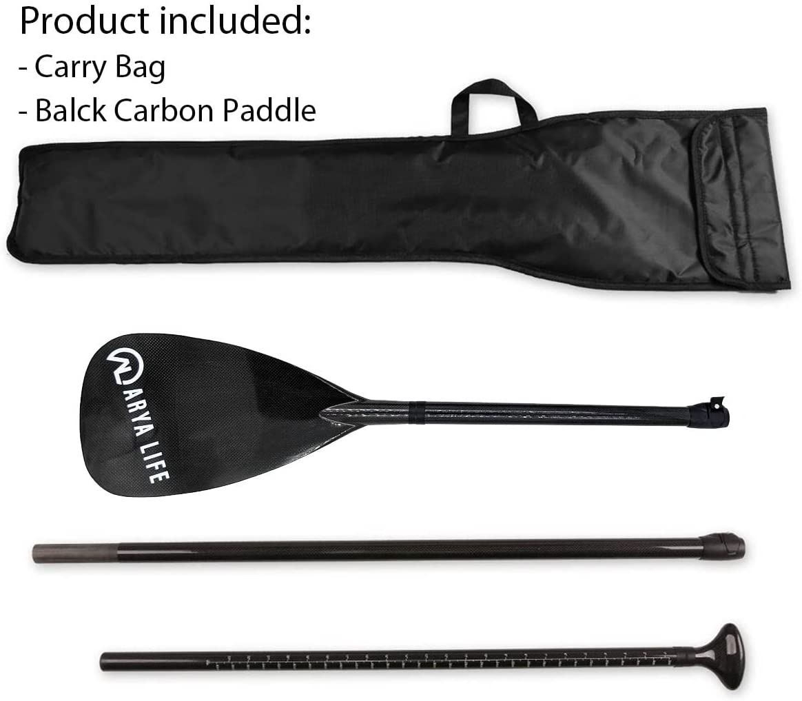 Arya Life 3 Piece Stand Up Paddle Board Paddle, SUP Paddle with Fiberglass Blade, Adjustable Carbon Fiber Shaft, 70-86 Inches, Black-3