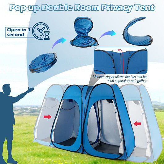 Oversized Pop Up Shower Tent with Window Floor and Storage Pocket-Black-4