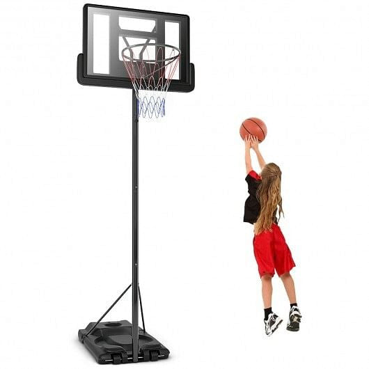 Height Adjustable Portable Shatterproof Backboard Basketball Hoop with 2 Nets-1
