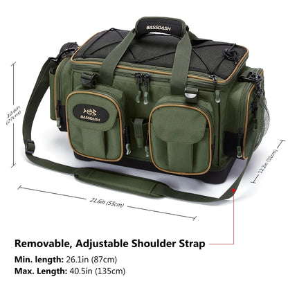 Fishing Tackle Shoulder Bag with Rain Cover Army Green-2
