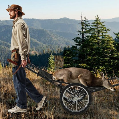 550 LBS Folding Deer Game Cart with Polyester Liner for Hunting-0