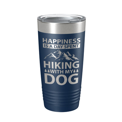 Dog Lover Tumbler Happiness Is A Day Spent Hiking With My Dog Travel Mug Insulated Laser Engraved Coffee Cup Happy 20 oz-2