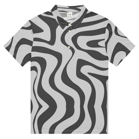 Men’s Slim Fit Golf Polo – Deep Anemone Pattern, Breathable Athletic Shirt-0